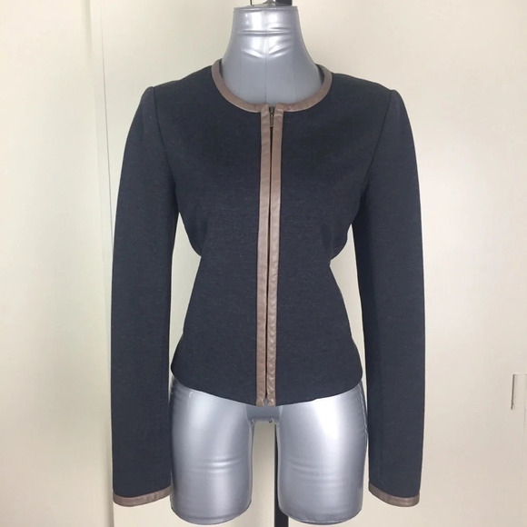 2/$25Neutral Collarless Business casual blazer overcoat suit jacket formal sz 8 - Picture 1 of 16